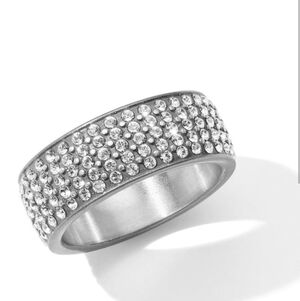 Brighton Meridian Silver Crystal-Studded Ring